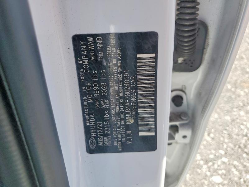 2022 Hyundai Elantra მანქანა იყიდება აუქციონზე, vin: KMHLR4AF7NU240591, აუქციონის ნომერი: 50854626