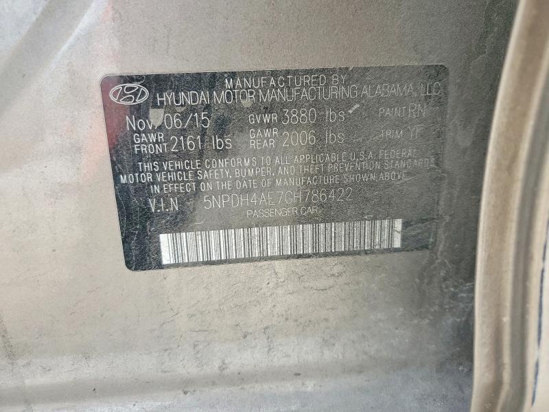 2016 Hyundai Elantra მანქანა იყიდება აუქციონზე, vin: 5NPDH4AE7GH786422, აუქციონის ნომერი: 51815336