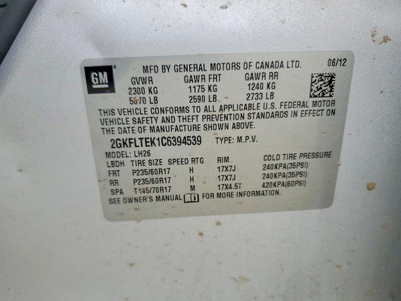 Продаж на аукціоні авто 2012 Gmc Terrain, vin: 2GKFLTEK1C6394539, номер лоту: 50077896