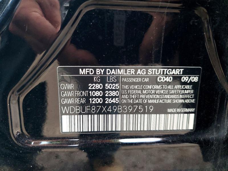 Продаж на аукціоні авто 2009 Mercedes-benz E, vin: WDBUF87X49B397519, номер лоту: 48149796