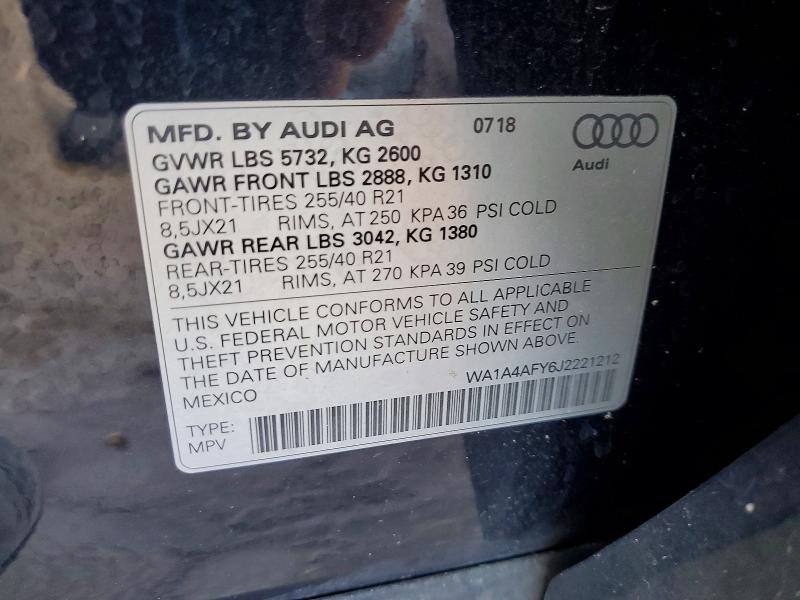 Aukcja sprzedaży 2018 Audi Sq5, vin: WA1A4AFY6J2221212, numer aukcji: 50648296