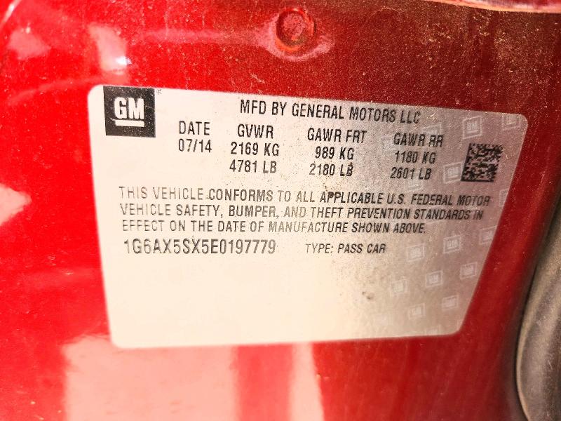 50459686 :رقم المزاد ، 1G6AX5SX5E0197779 vin ، 2014 Cadillac Cts مزاد بيع