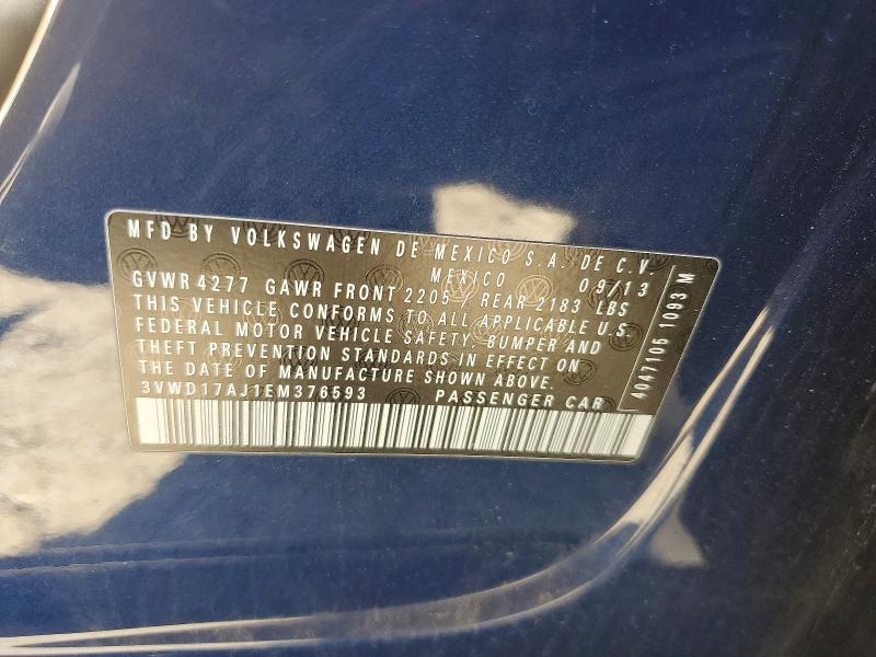 Aukcja sprzedaży 2014 Volkswagen Jetta, vin: 3VWD17AJ1EM376593, numer aukcji: 50854506