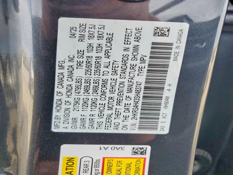Продажа на аукционе авто 2025 Honda Cr-v, vin: 2HKRS4H43SH483747, номер лота: 50486796