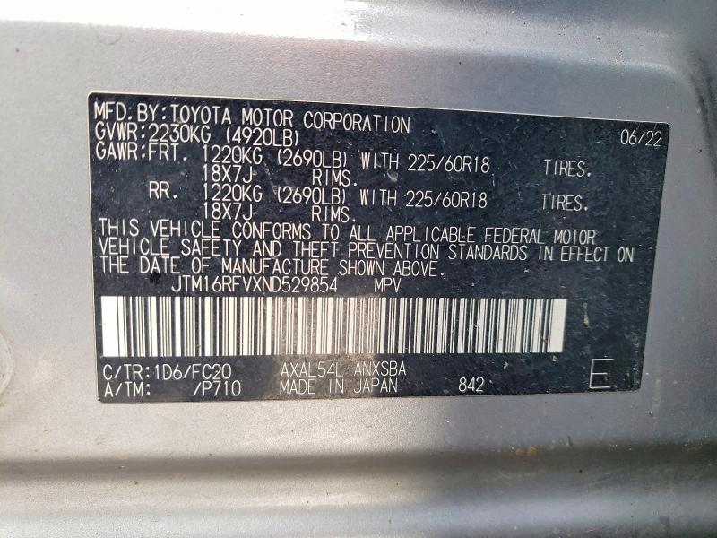 Продажа на аукционе авто 2022 Toyota Rav4 Hybrid, vin: JTM16RFVXND529854, номер лота: 49149726