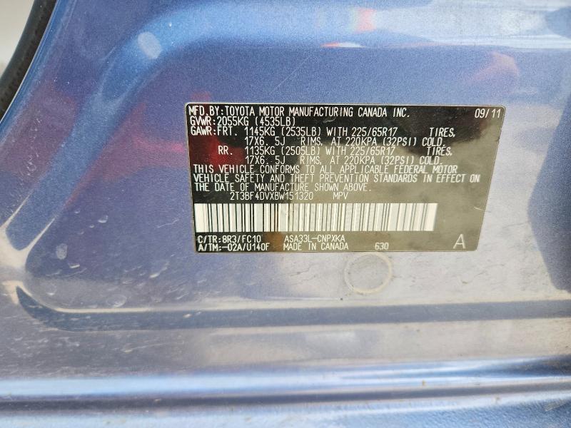Продажа на аукционе авто 2011 Toyota Rav4, vin: 2T3BF4DVXBW151320, номер лота: 50500416