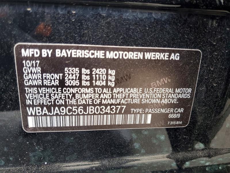 49797336 :رقم المزاد ، WBAJA9C56JB034377 vin ، 2018 Bmw 530e مزاد بيع