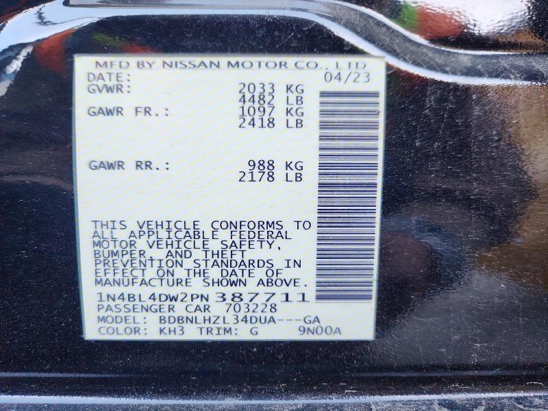 Auction sale of the 2023 Nissan Altima, vin: 1N4BL4DW2PN387711, lot number: 50366496