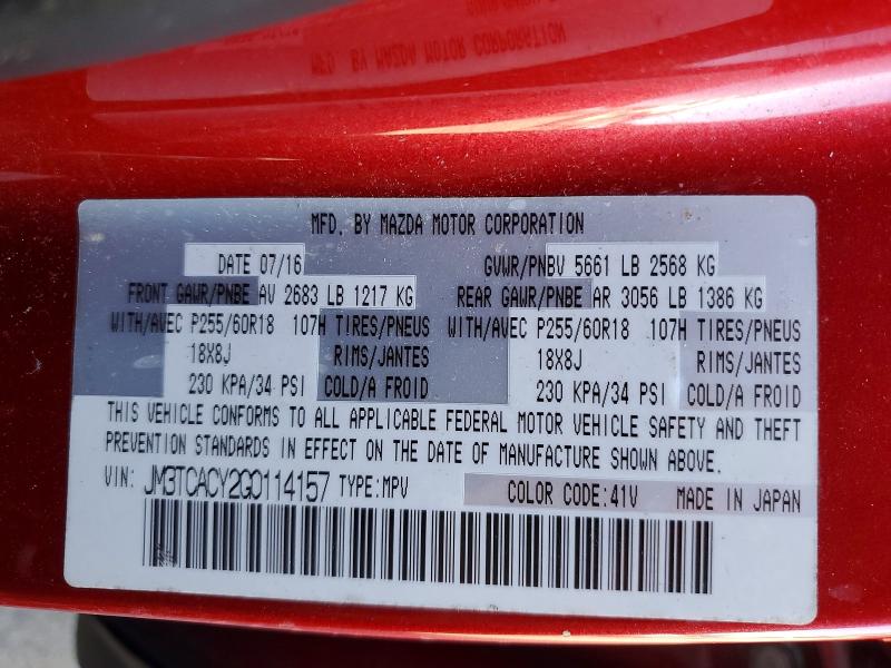 50443636 :رقم المزاد ، JM3TCACY2G0114157 vin ، 2016 Mazda Cx-9 مزاد بيع