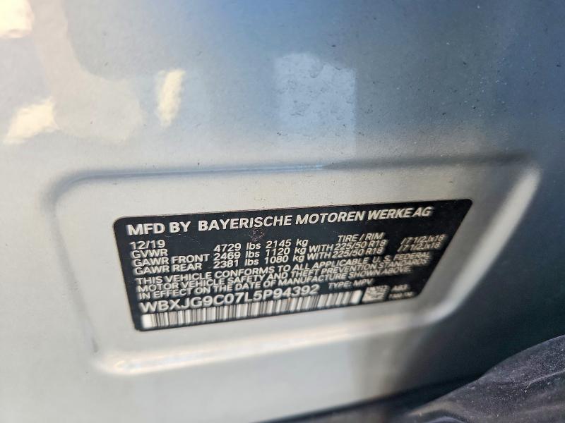 50070386 :رقم المزاد ، WBXJG9C07L5P94392 vin ، 2020 Bmw X1 مزاد بيع