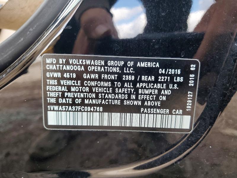 Aukcja sprzedaży 2015 Volkswagen Passat, vin: 1VWAS7A37FC094768, numer aukcji: 49182176