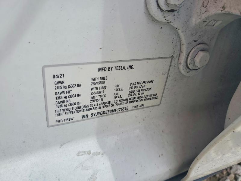 Aukcja sprzedaży 2021 Tesla Model Y, vin: 5YJYGDEE0MF176810, numer aukcji: 50408686