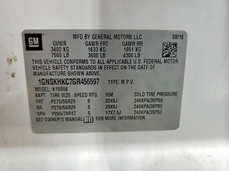 Продажа на аукционе авто 2016 Chevrolet Suburban, vin: 1GNSKHKC7GR456597, номер лота: 51242296