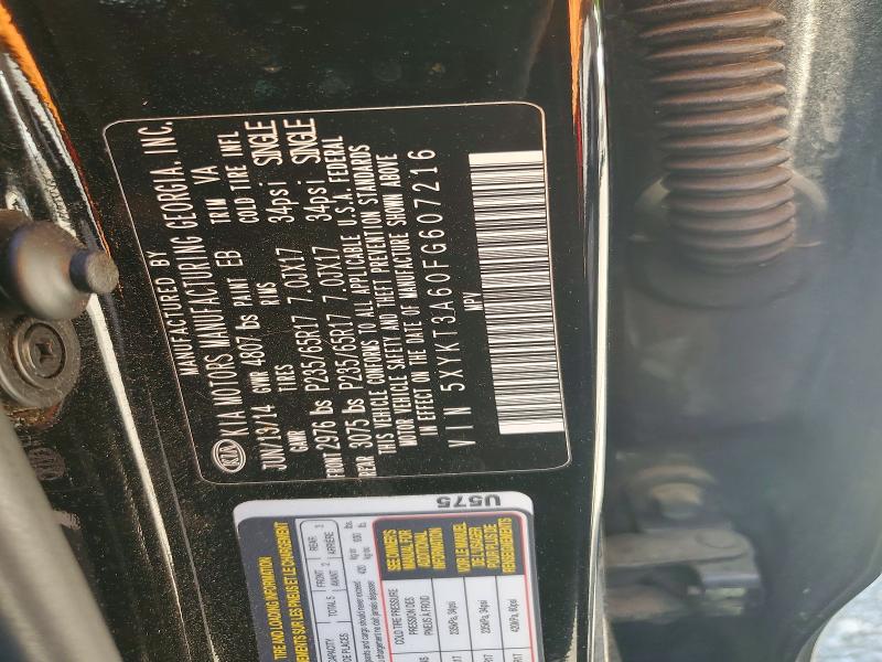 50636206 :رقم المزاد ، 5XYKT3A60FG607216 vin ، 2015 Kia Sorento مزاد بيع