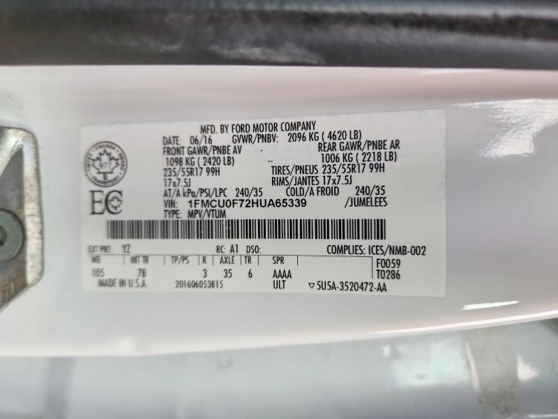 Aukcja sprzedaży 2017 Ford Escape, vin: 1FMCU0F72HUA65339, numer aukcji: 51691296