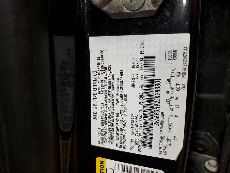 Aukcja sprzedaży 2014 Ford Fusion, vin: 3FA6P0H92ER283801, numer aukcji: 49045656