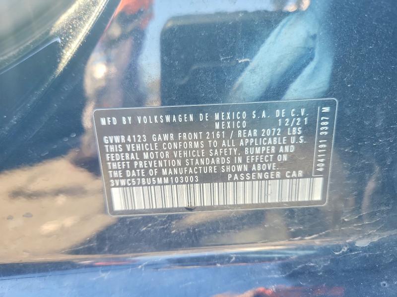 Продажа на аукционе авто 2021 Volkswagen Jetta, vin: 3VWC57BU5MM103003, номер лота: 49313316