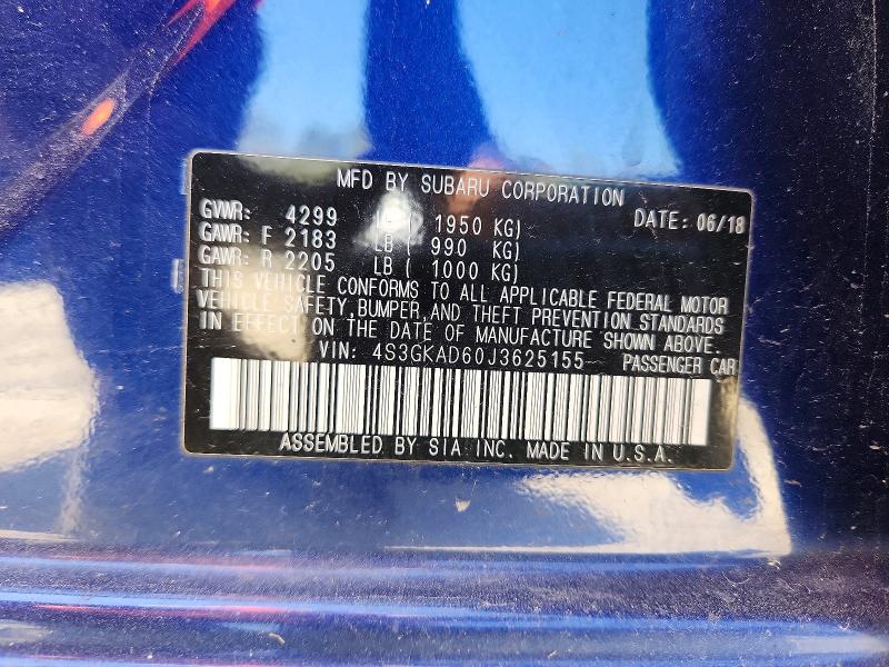Aukcja sprzedaży 2018 Subaru Impreza, vin: 4S3GKAD60J3625155, numer aukcji: 48924806