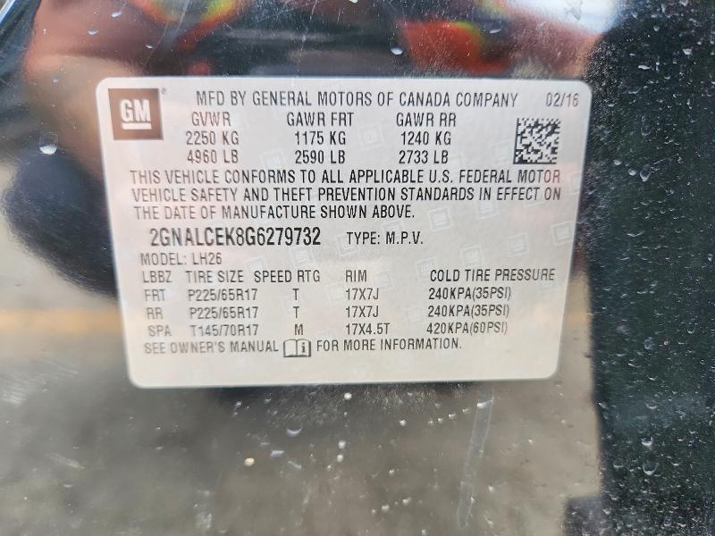 Продаж на аукціоні авто 2016 Chevrolet Equinox, vin: 2GNALCEK8G6279732, номер лоту: 51145086