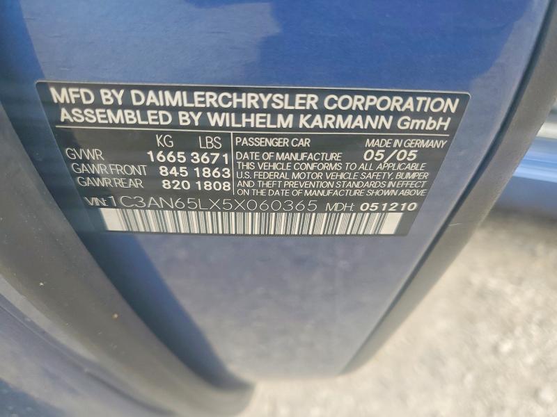 51607286 :رقم المزاد ، 1C3AN65LX5X060365 vin ، 2005 Chrysler Crossfire مزاد بيع