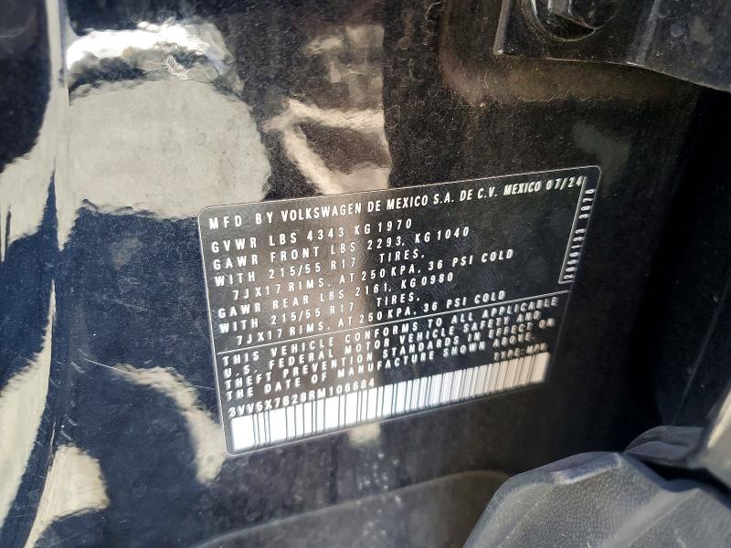 2024 Volkswagen Taos მანქანა იყიდება აუქციონზე, vin: 3VV5X7B28RM106684, აუქციონის ნომერი: 50787396