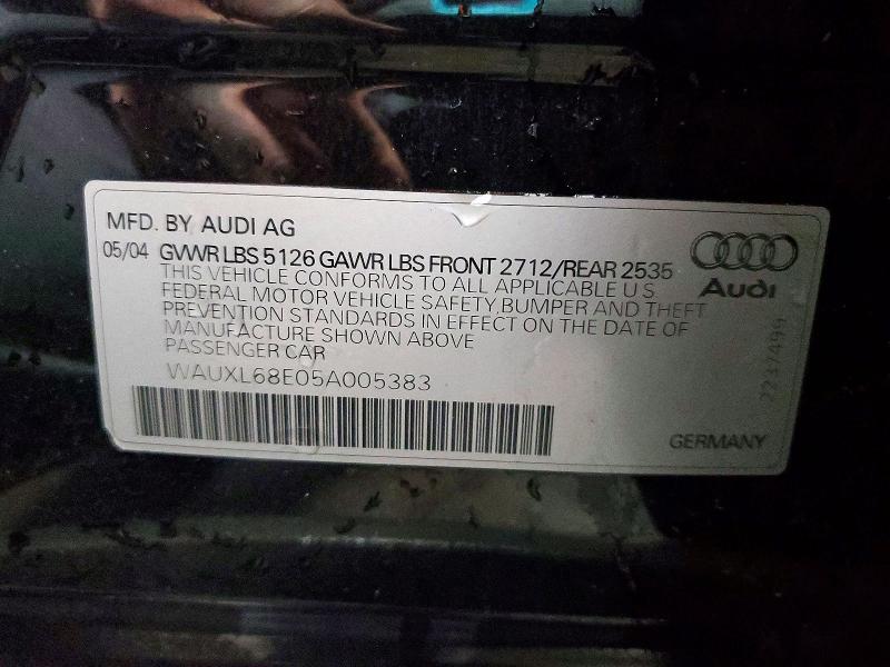 Aukcja sprzedaży 2005 Audi S4, vin: WAUXL68E05A005383, numer aukcji: 51208736