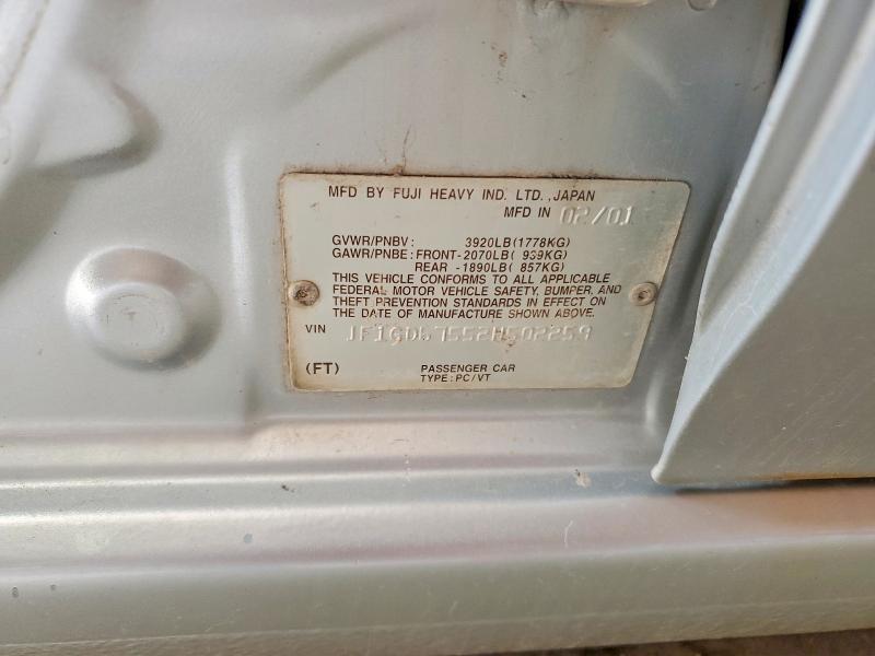 2002 Subaru Impreza მანქანა იყიდება აუქციონზე, vin: JF1GD67552H502259, აუქციონის ნომერი: 50804206