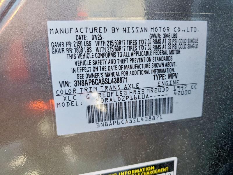 Продажа на аукционе авто 2025 Nissan Kicks, vin: 3N8AP6CA5SL438871, номер лота: 50305316