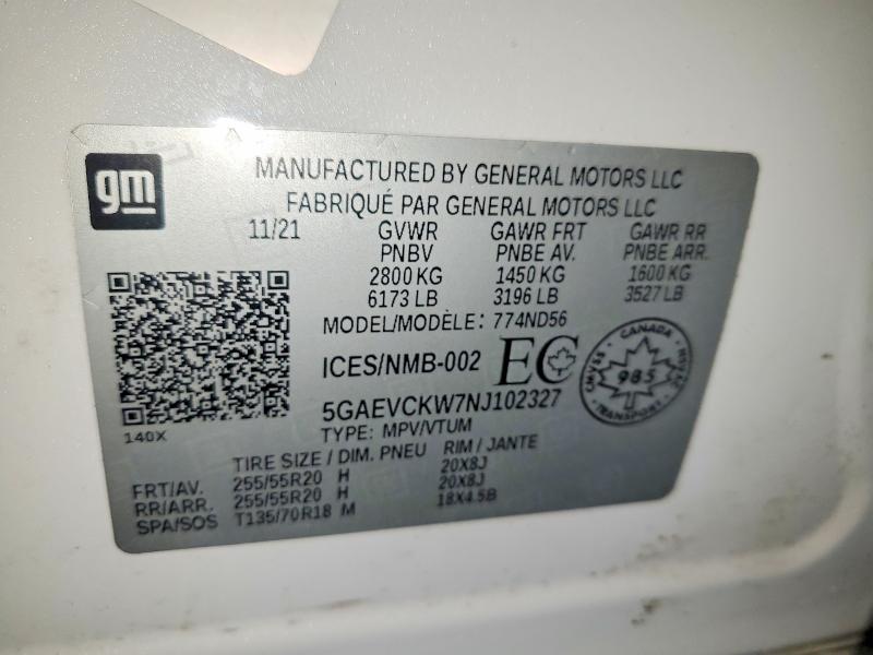 Продаж на аукціоні авто 2022 Buick Enclave, vin: 5GAEVCKW7NJ102327, номер лоту: 48602266