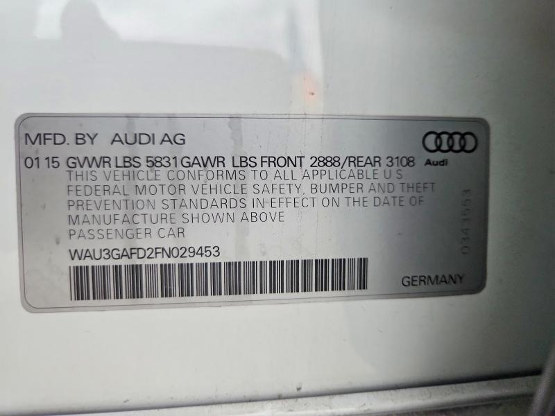 2015 Audi A8 მანქანა იყიდება აუქციონზე, vin: WAU3GAFD2FN029453, აუქციონის ნომერი: 50285436