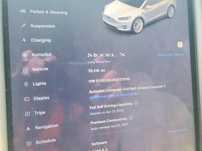 Продаж на аукціоні авто 2020 Tesla Model X, vin: 5YJXCAE20LF270115, номер лоту: 49427286