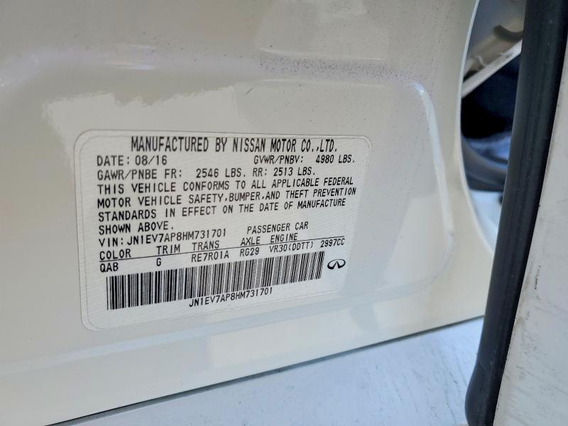 Продаж на аукціоні авто 2017 Infiniti Q50, vin: JN1EV7AP8HM731701, номер лоту: 46779786