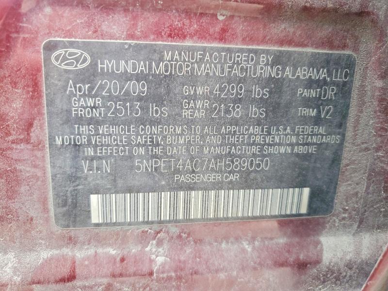 Продаж на аукціоні авто 2010 Hyundai Sonata, vin: 5NPET4AC7AH589050, номер лоту: 49291766