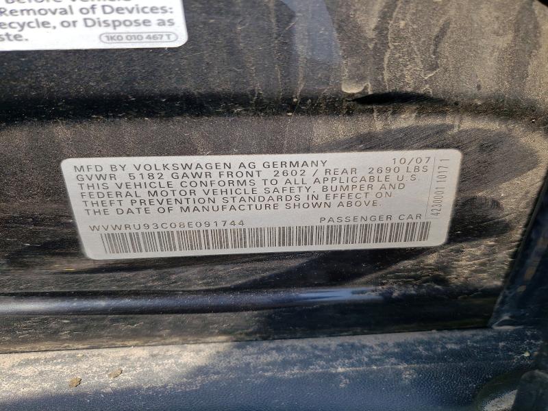 48798966 :رقم المزاد ، WVWRU93C08E091744 vin ، 2008 Volkswagen Passat مزاد بيع