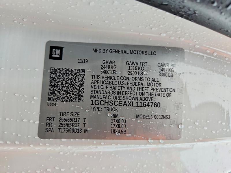 51504196 :رقم المزاد ، 1GCHSCEAXL1164760 vin ، 2020 Chevrolet Colorado مزاد بيع