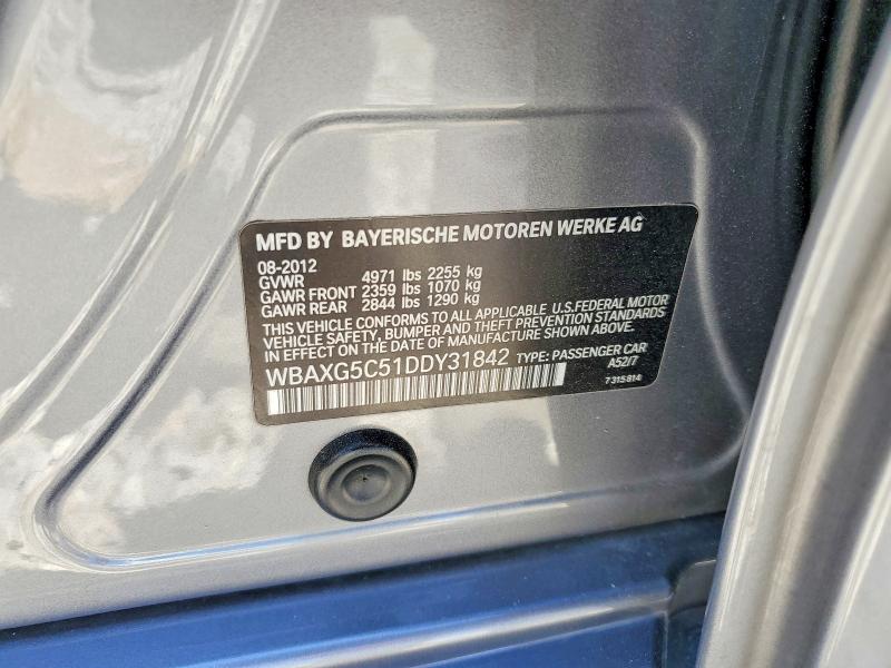 51110976 :رقم المزاد ، WBAXG5C51DDY31842 vin ، 2013 Bmw 5 Series مزاد بيع