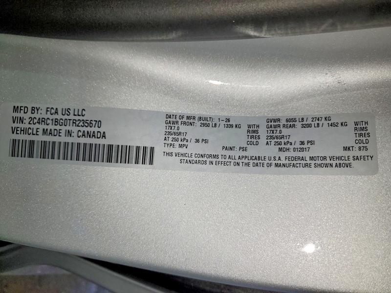 Aukcja sprzedaży 2026 Chrysler Pacifica, vin: 2C4RC1BG0TR235670, numer aukcji: 51130836