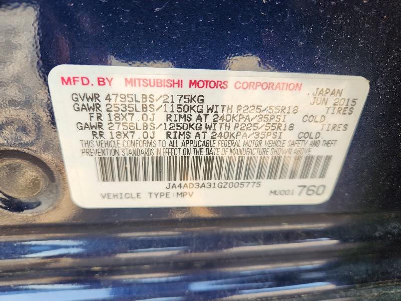 Продаж на аукціоні авто 2016 Mitsubishi Outlander, vin: JA4AD3A31GZ005775, номер лоту: 50641916