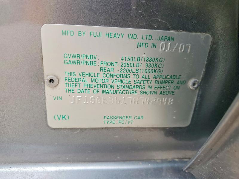 49908416 :رقم المزاد ، JF1SG63617H742948 vin ، 2007 Subaru Forester مزاد بيع