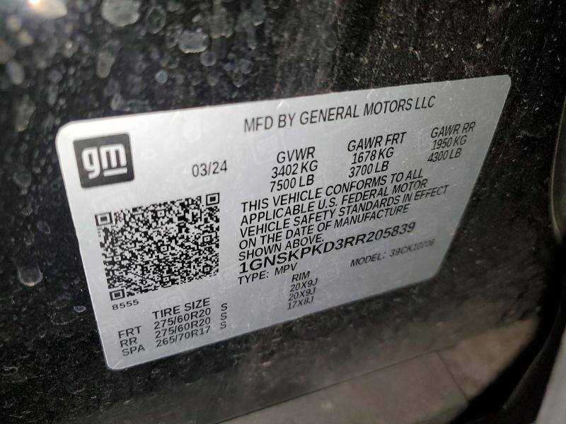Продаж на аукціоні авто 2024 Chevrolet Tahoe, vin: 1GNSKPKD3RR205839, номер лоту: 51023666
