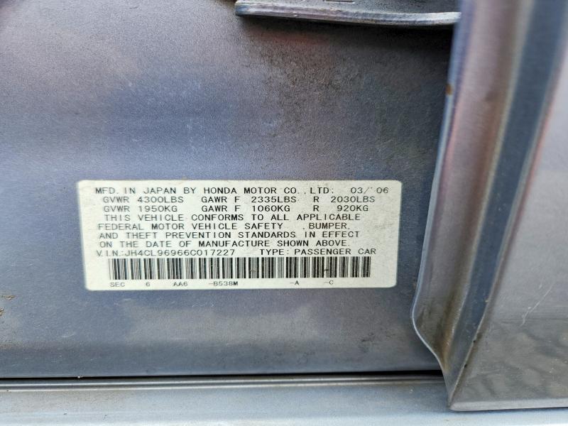 51177216 :رقم المزاد ، JH4CL96966C017227 vin ، 2006 Acura Tsx مزاد بيع