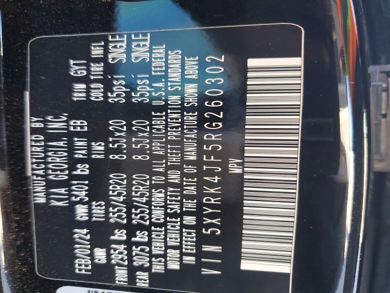 Aukcja sprzedaży 2024 Kia Sorento, vin: 5XYRK4JF5RG260302, numer aukcji: 49030076
