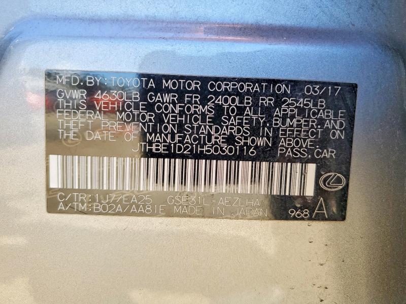 Продаж на аукціоні авто 2017 Lexus Is, vin: JTHBE1D21H5030116, номер лоту: 50945536