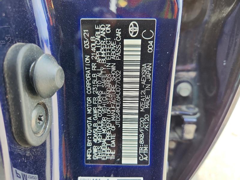 Aukcja sprzedaży 2021 Toyota Corolla, vin: JTDS4MCE6MJ077032, numer aukcji: 51032056