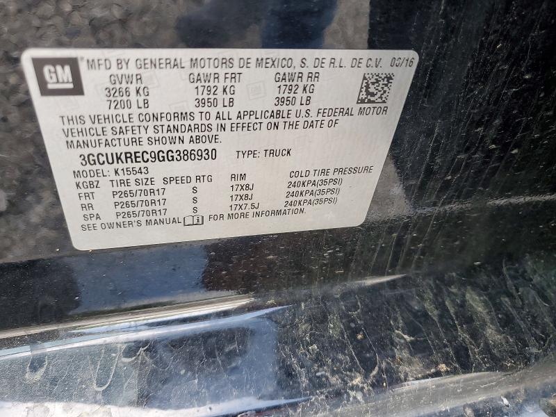 Auction sale of the 2016 Chevrolet Silverado, vin: 3GCUKREC9GG386930, lot number: 50340616