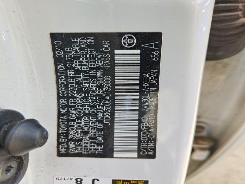Aukcja sprzedaży 2010 Toyota Prius, vin: JTDKN3DU6A0135008, numer aukcji: 51558526