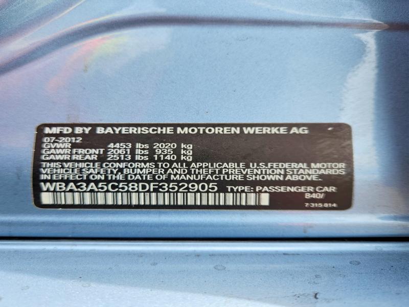 49651436 :رقم المزاد ، WBA3A5C58DF352905 vin ، 2013 Bmw 328 مزاد بيع