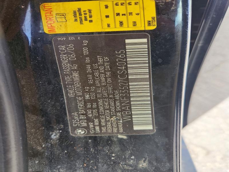 48964046 :رقم المزاد ، WBANF33527CS40265 vin ، 2007 Bmw 525 مزاد بيع