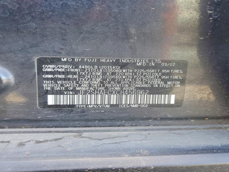 Продаж на аукціоні авто 2012 Suba Forester, vin: JF2SHAECXCH456962, номер лоту: 49867576
