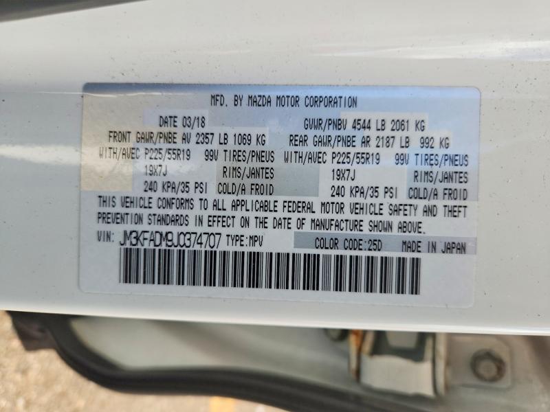 2018 Mazda Cx-5 მანქანა იყიდება აუქციონზე, vin: JM3KFADM9J0374707, აუქციონის ნომერი: 51168956